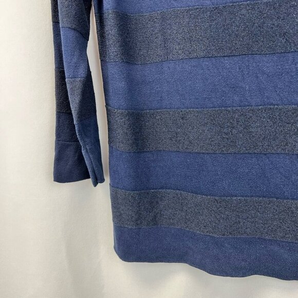 Issac Mizrahi For Target Womens Pullover Sweater Blue Stripe 3/4 Sleeve Sheer M - Picture 6 of 10